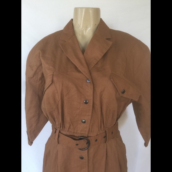 VTG A’Milano Size Large Tan Utility Dress - Picture 2 of 7